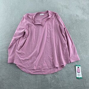 Womens Pink Long-Sleeve V-Neck Shirt XL NWT 1629